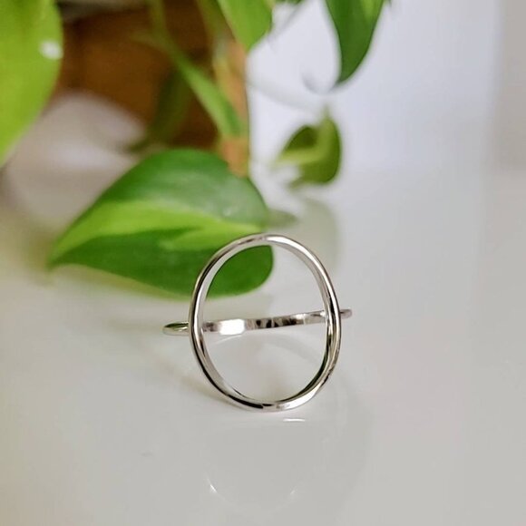Circle Ring, Sterling Silver Halo Women Ring, O Ring, Stack Ring, 925 Stamped, - Picture 3 of 8
